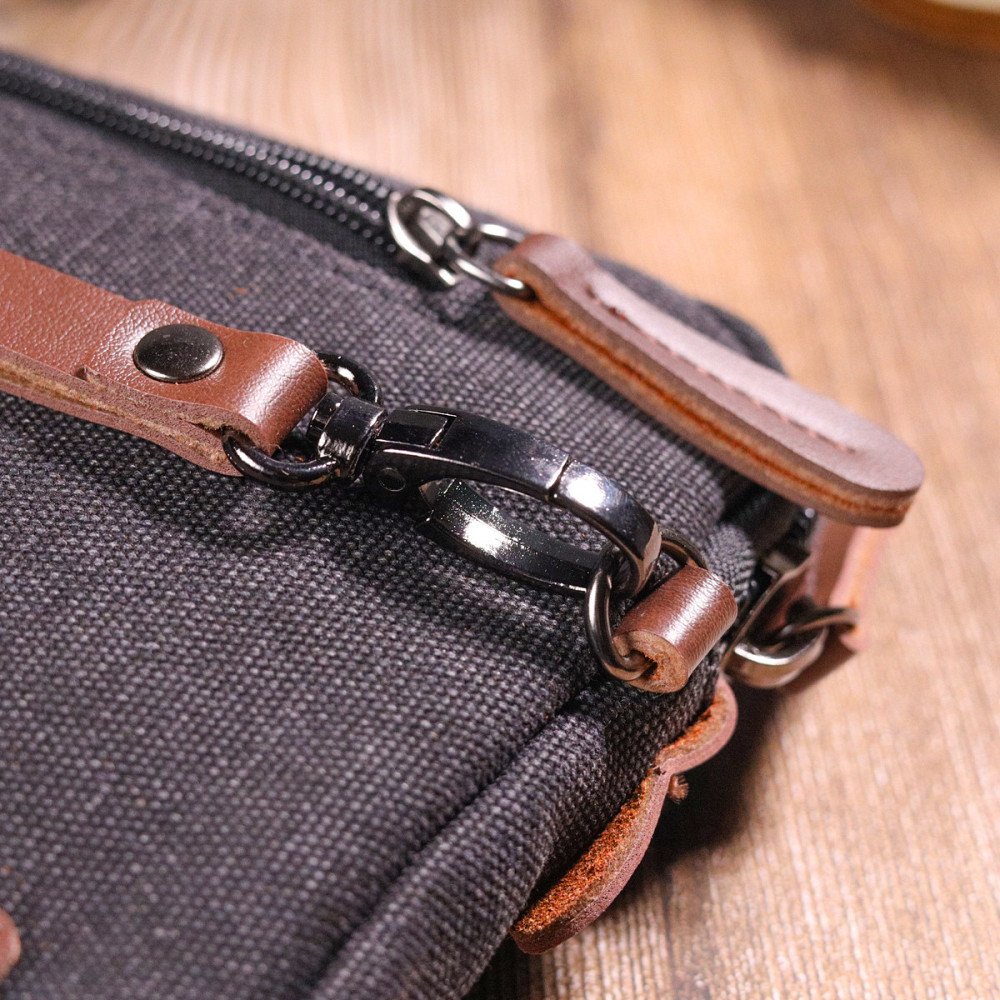 Удобная мужская барсетка текстильная 21258 Vintage Черная Киев - изображение 1