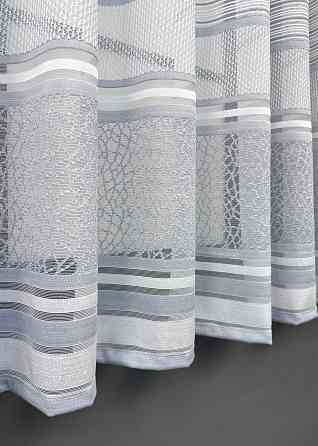 Короткий тюль VR-Textil 1953т Жакард Білий з сірим 190х120 см (49-336) Київ