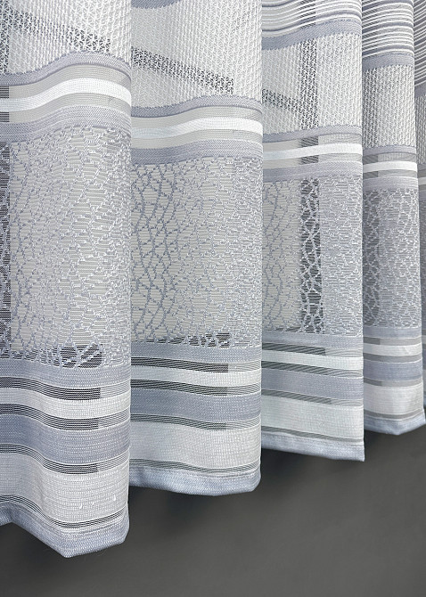 Короткий тюль VR-Textil 1953т Жакард Білий з сірим 190х120 см (49-336) Київ - фото 6
