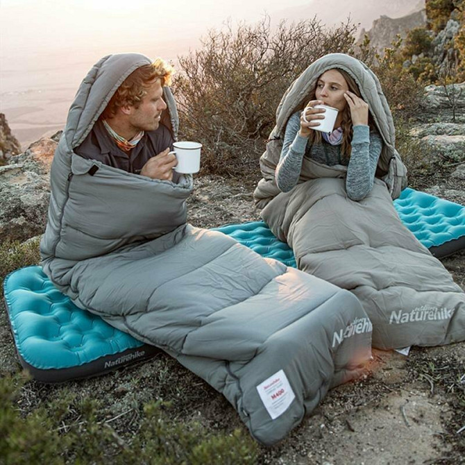 Спальник з капюшоном Naturehike M400 NH20MSD02, down cotton, зелений Київ - фото 2