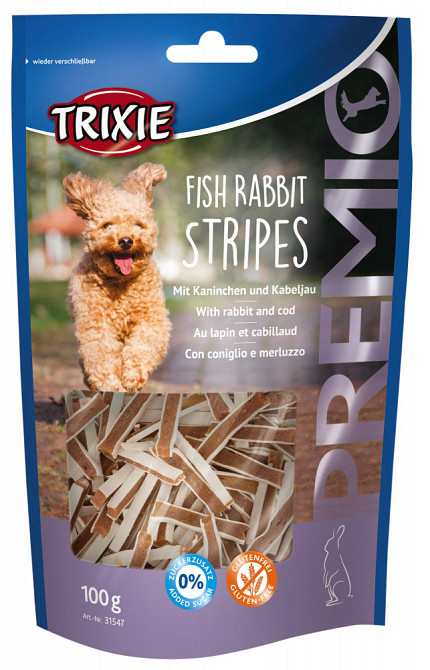 Trixie TX-31547 PREMIO Fish Rabbit Stripes 100г - ласощі з м'яса кролика і тріски для собак Вінниця - фото 1