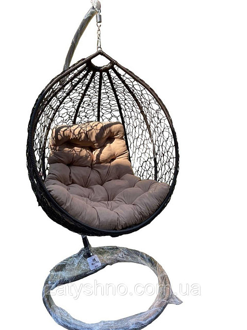 Підвісне крісло Кокон із ротанга в комплекті з подушкою Київ - фото 4