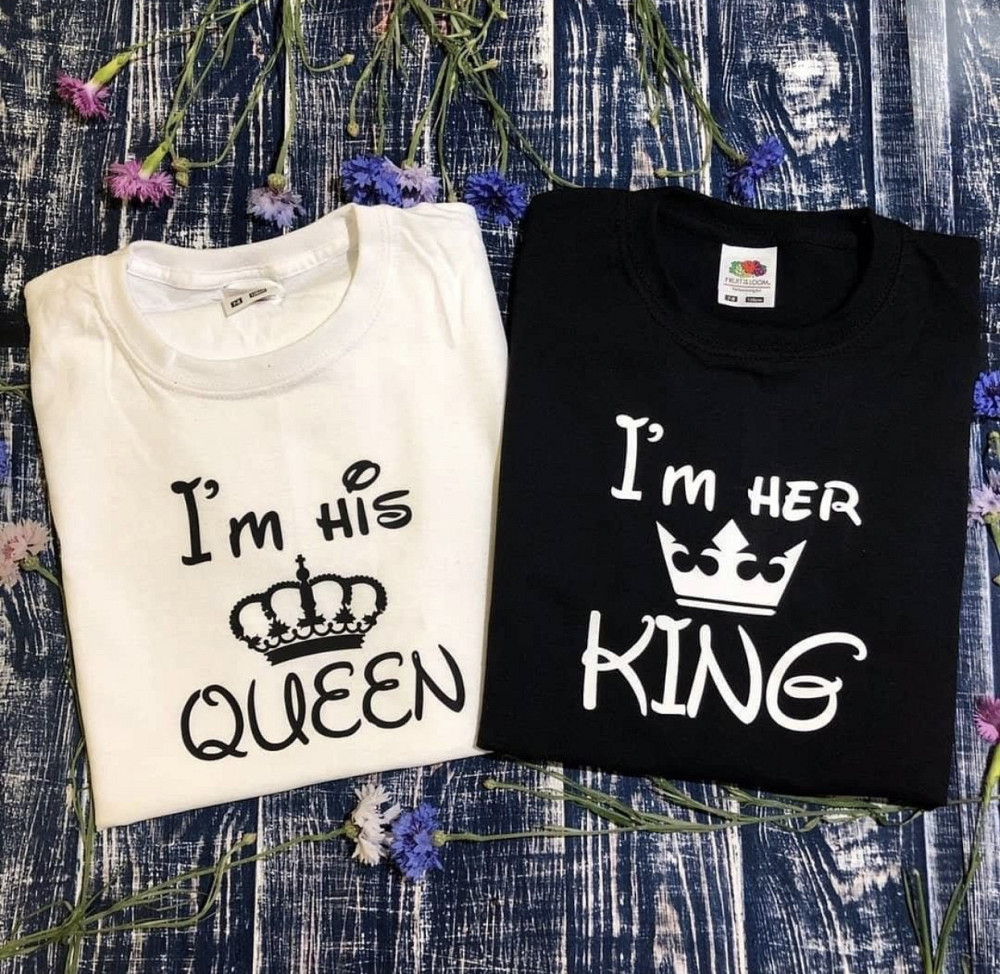 Парні футболки для хлопця та дівчини.Im her King/Im his Queen. 100% Бавовна Чернівці - фото 1