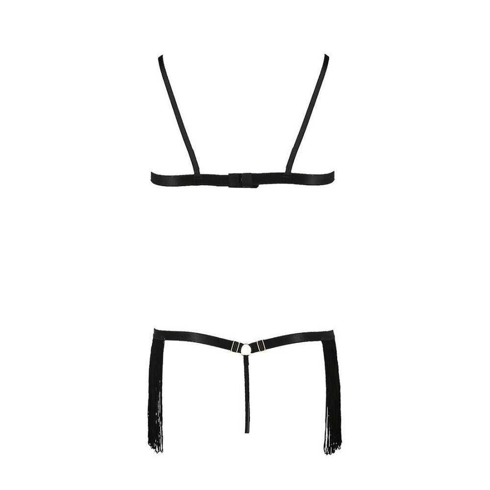 Комплект білизни Passion Exclusive KASSANDRA SET OpenBra L/XL black, ліф з бахроми, трусики-спідниця Sex Aura Київ - фото 6