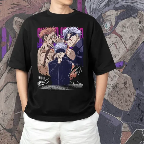 Футболка чоловіча з  принтом Магическая битва Сатору і Сукуне Розмір 48 Anime0953 Дніпро