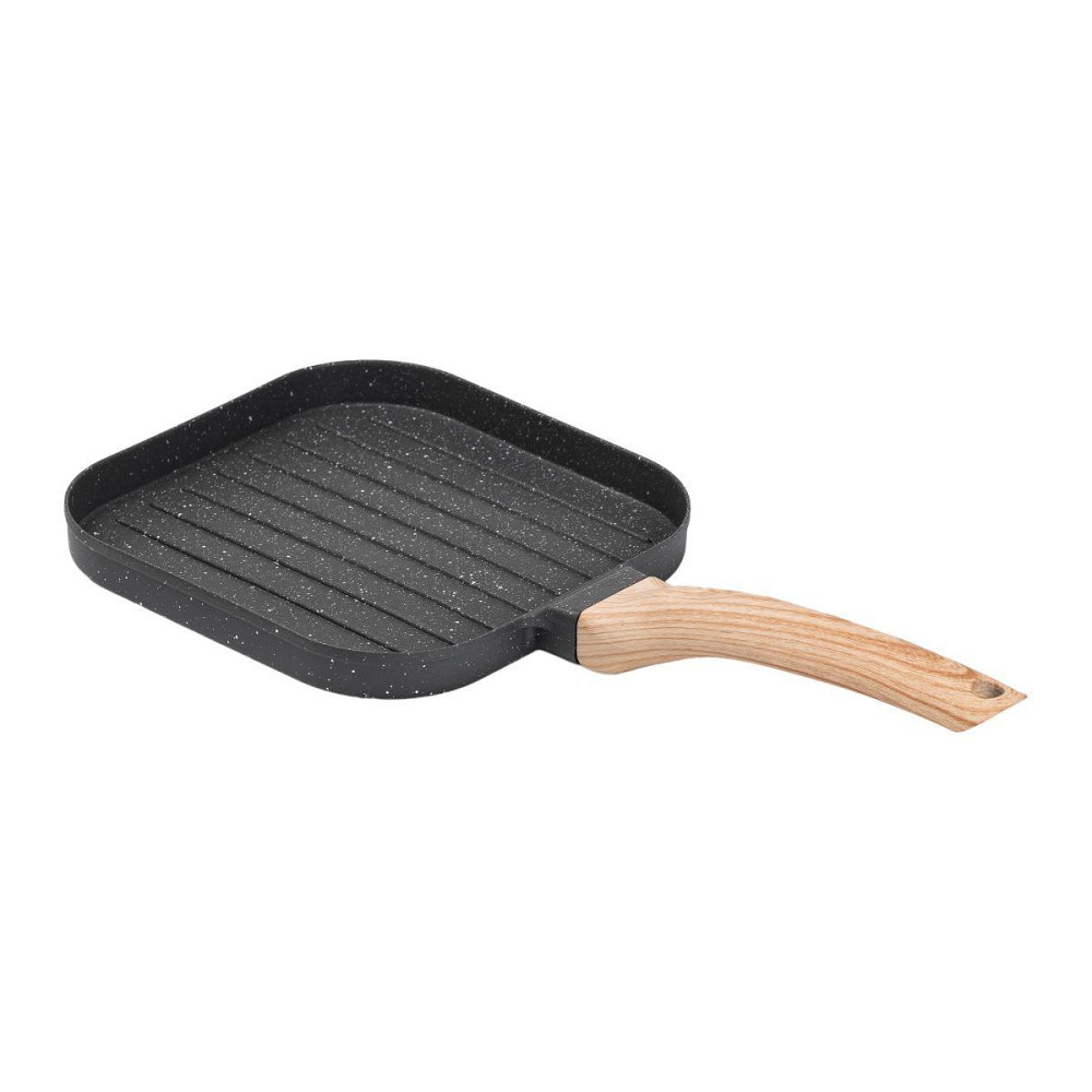 Сковорода гриль квадратна 18×18 см рифлена з гранітним покриттям сіра HP39568C Київ - фото 2