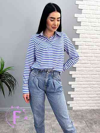 Сорочка з довгими рукавами "Strike" оптом | Норма і батал | Розпродаж моделі 46-48, Блакитна смужка Київ