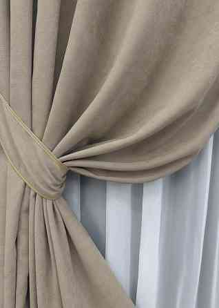 Комплект готових штор VR-Textil Мікровелюр Petek YL № 1708ш Тауп 140х270 см 2 шт (39-985) Київ