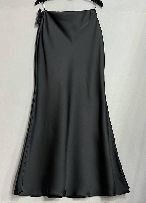Спідниця жіноча Gritana 230 атласна королівський шовк з розрізом на резинці чорна, чорний, XL Київ - фото 3