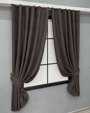 Комплект коротких штор VR-Textil Мікровелюр Petek YL № 1892ш Венге 140х170 см 2 шт (35-0422) Київ