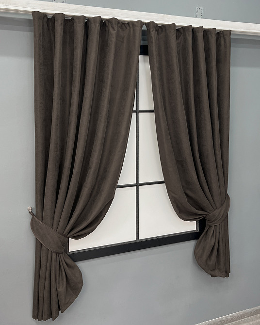 Комплект коротких штор VR-Textil Мікровелюр Petek YL № 1892ш Венге 140х170 см 2 шт (35-0422) Київ - фото 2