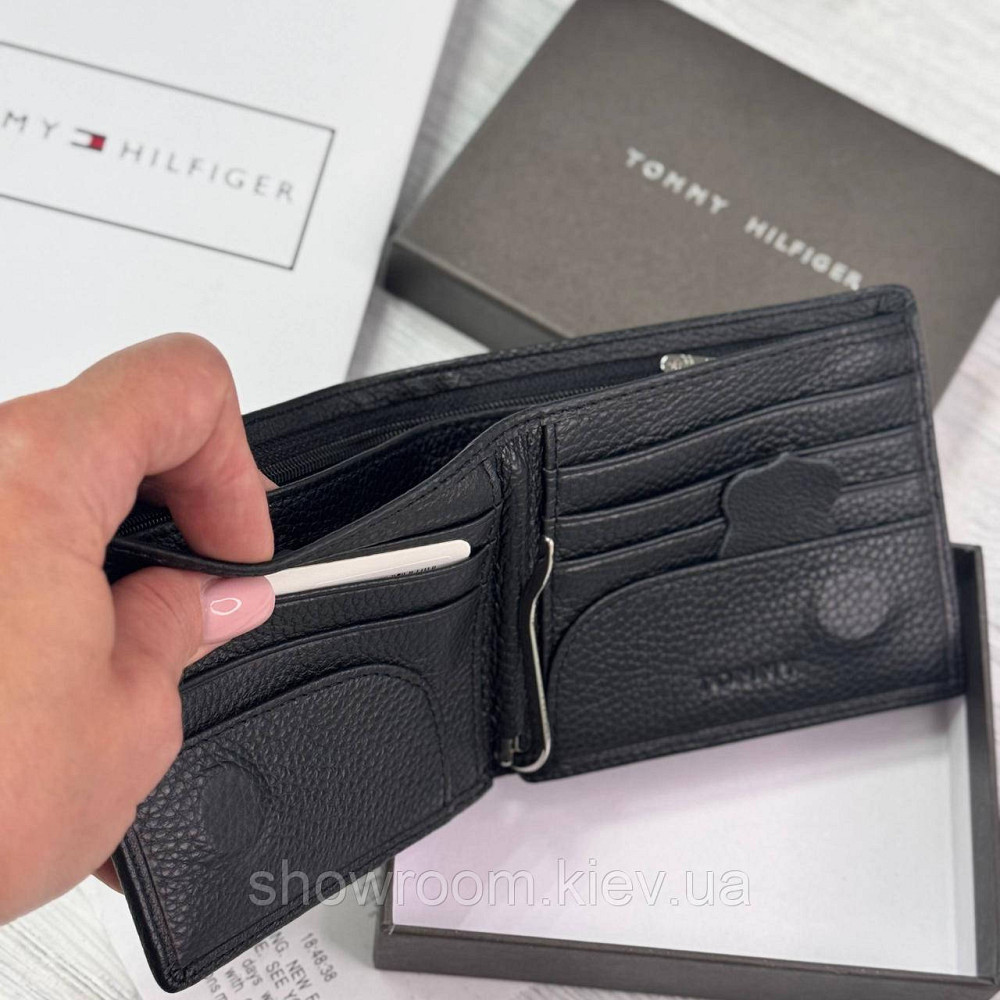 Мужской брендовый кожаный кошелек на магните TH (6607) Киев - изображение 3