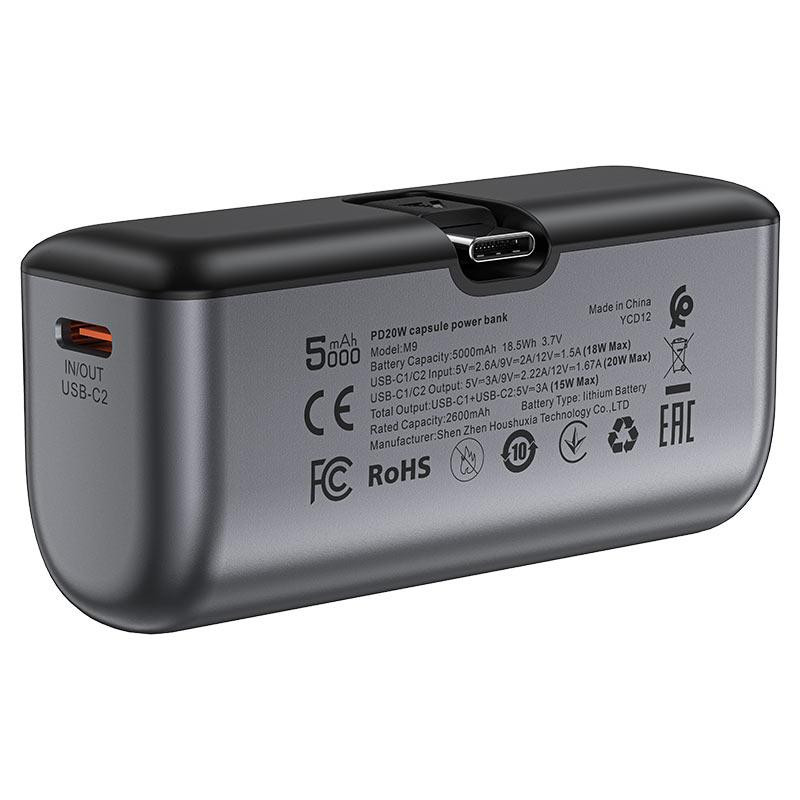 Зовнішній акумулятор ACEFAST M9-5000 PD20W capsule power bank Black Киев - изображение 4