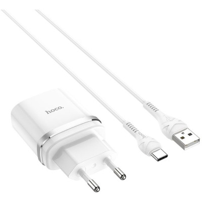 Зарядное устройство HOCO C12Q Smart USB QC3.0 + cable USB to USB-C 18W White (6931474716309) Винница - изображение 1