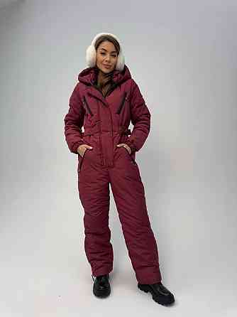 Женский теплый комбинезон из плащёвки на синтепоне Бордовый, 46/48 Одесса