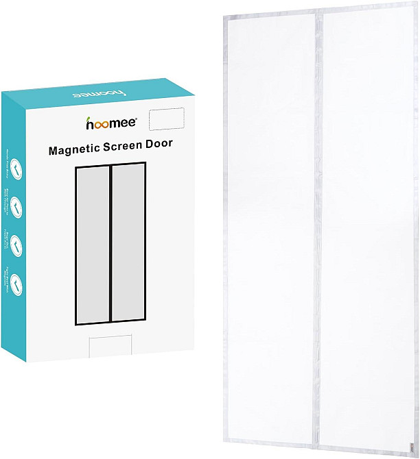 Магнітна антимоскітна сітка на двері 120x220см HOOMEE HSD-001 (біла) Луцк - изображение 1