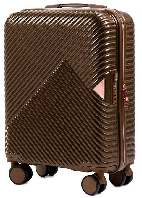 Валіза пластикова WINGS WN01 мала 55 см коричнева Київ - фото 1