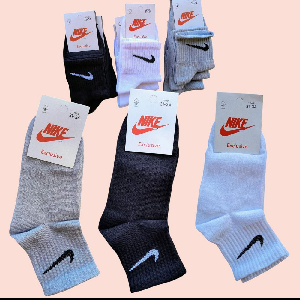Детские качественные хлопковые носки микс средней высоти в наборе по 3 штук Nike. Размер 31-34 Киев - изображение 4