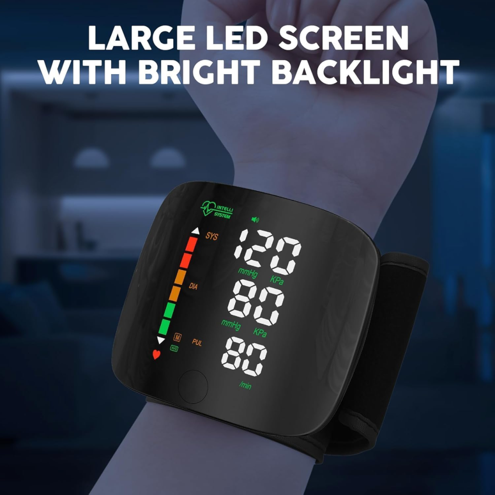 Автоматический тонометр на запястье Intelli System Black цифровой с сенсорным LED экраном, памятью на 198 измерений и футляром Киев - изображение 7