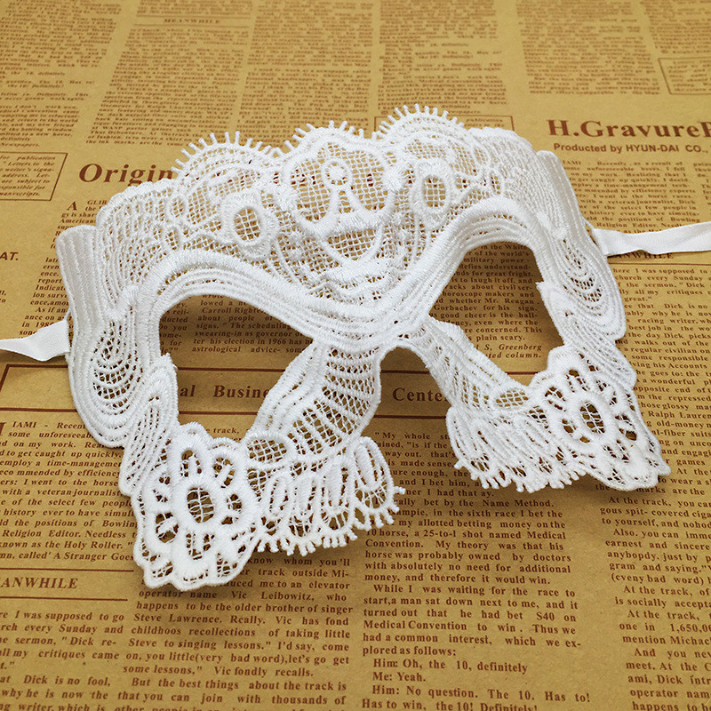 Маска маскарадна мереживна святкова 23 на 10 см білий Київ - фото 1