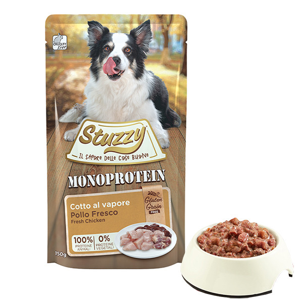 Stuzzy Monoprotein Chicken ШТУЗИ МОНОПРОТЕИН КУРИЦА беззерновой полнорационный монопротеиновый влажный корм для собак, пауч 150г Киев - изображение 1