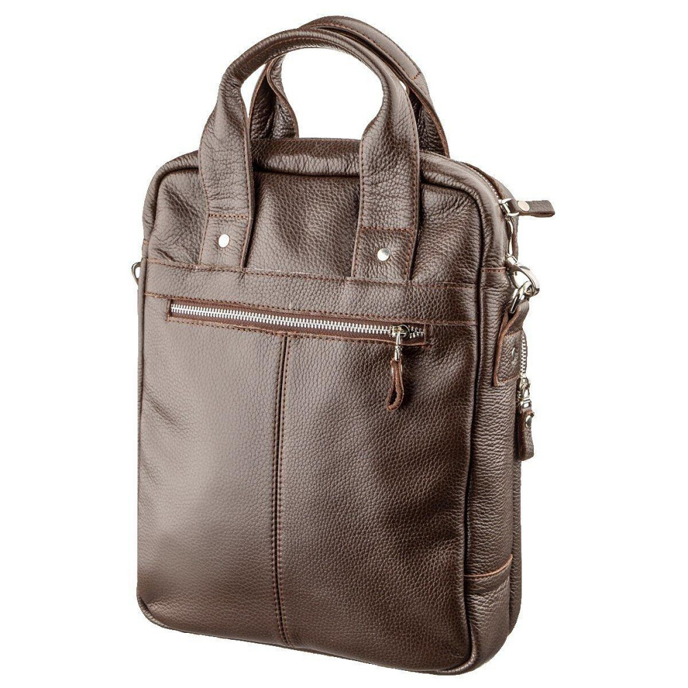 Якісна чоловіча сумка вертикального формату під А4 Коричнева флотар (SHVIGEL) Київ - фото 6