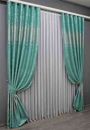 Комплект готових штор VR-Textil Софт Ліана № 464ш Бірюзовий 100х270 см 2 шт (31-710) Київ