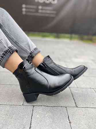 Черевики жіночі HD чорні натуральна шкіра зима висота 10 см обхват 24 см (2098) 38р. Коломия