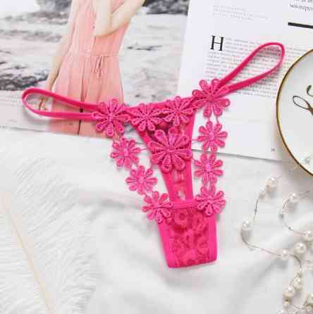 Еротичні стрінги малинові Ромашки розмір універсальний (на резинці), в талії до 90см Київ