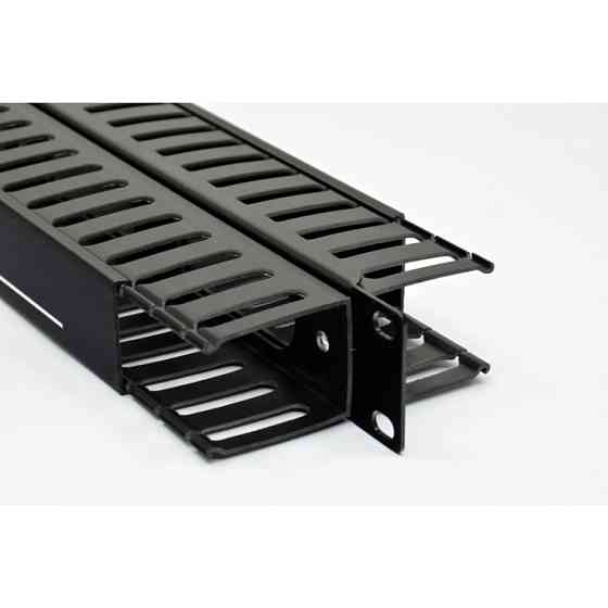 Кабельний організатор CMS 1U з кришкою,  двосторонній, чорний Київ