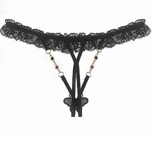 Еротичні трусики з метеликом чорні унісекс - розмір універсальний, (на резинці) Київ