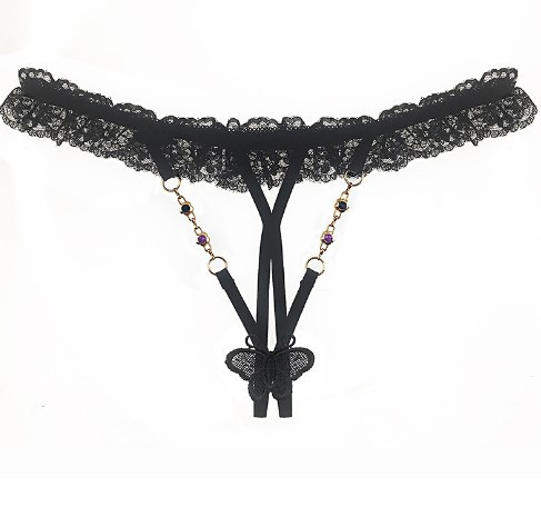 Еротичні трусики з метеликом чорні унісекс - розмір універсальний, (на резинці) Київ - фото 2