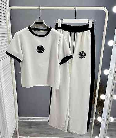 Женский стильный повседневный костюм двойка турецкая двухнить Белый, 46/48 Одесса