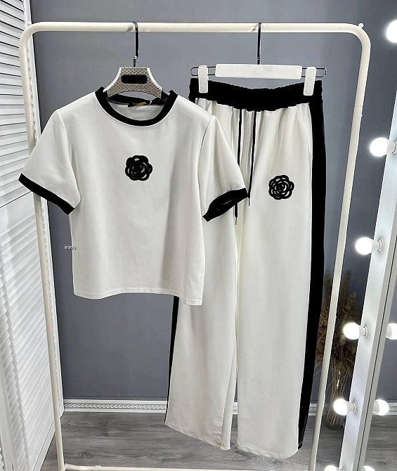 Женский стильный повседневный костюм двойка турецкая двухнить Белый, 46/48 Одесса - изображение 1