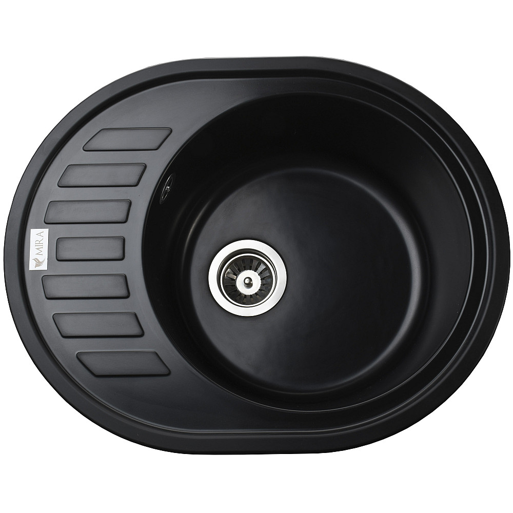 Гранітна мийка Mira ARNICA чорний 620 х 500 мм Тернопіль - фото 1
