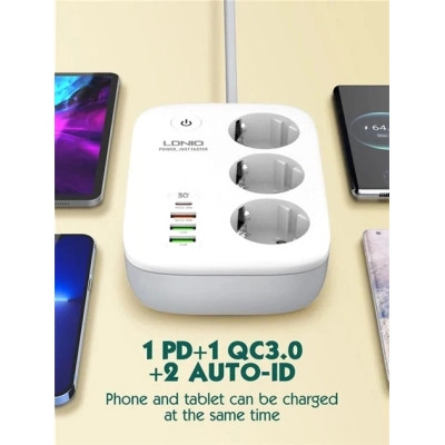 Сетевой фильтр питания LDNIO SEW3452 WiFi 3роз 3USB/1Type-C (SEW3452) Вінниця - фото 6