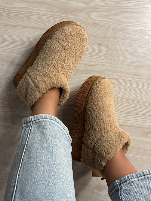 Угги женские Hengji 37-2 с мехом тедди на платформе бежевые, 36, 23 см Киев - изображение 1