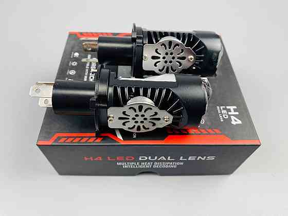 Лампа світлодіодна комплект 2 шт 12 V 65 W set (реальних ватів) LED + подвійна лінза + чітка світлотінева гр Мукачево