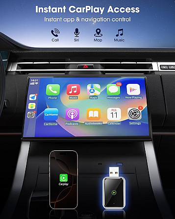 CarPlay беспроводной адаптер для iPhone, преобразование проводного карплея в беспроводной, iOS 12+,  Киев - изображение 3