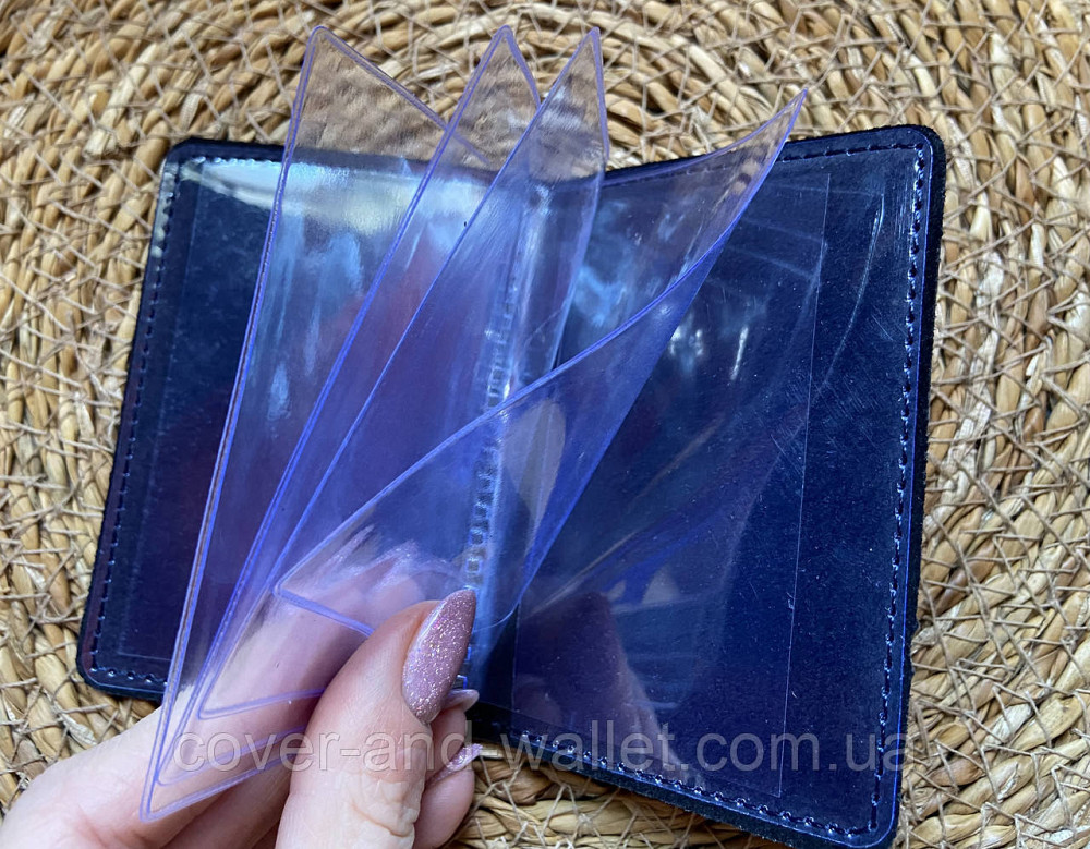 Обкладинка на права та ID паспорт синього кольору з гербом України ST Leather Київ - фото 4