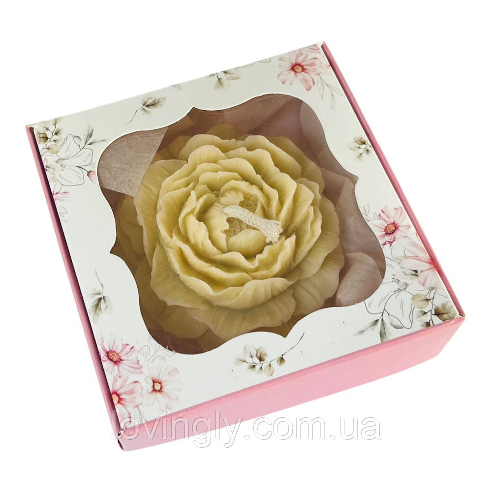 Подарункова свічка троянда (піон) 8 см Колір кремовий, ручна робота - натуральний  віск, ніжний аромат Ірпінь - фото 1