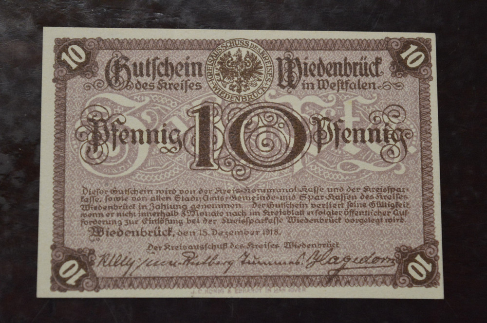 Германия Нотгельд Wiedenbruck 10 Pf 1918 ( 2) Полтава - изображение 1