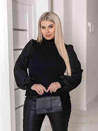 Жіноча елегантна кофта гольф у рубчик "Dazy" | Норма та батал Чорний, 46-48 Київ