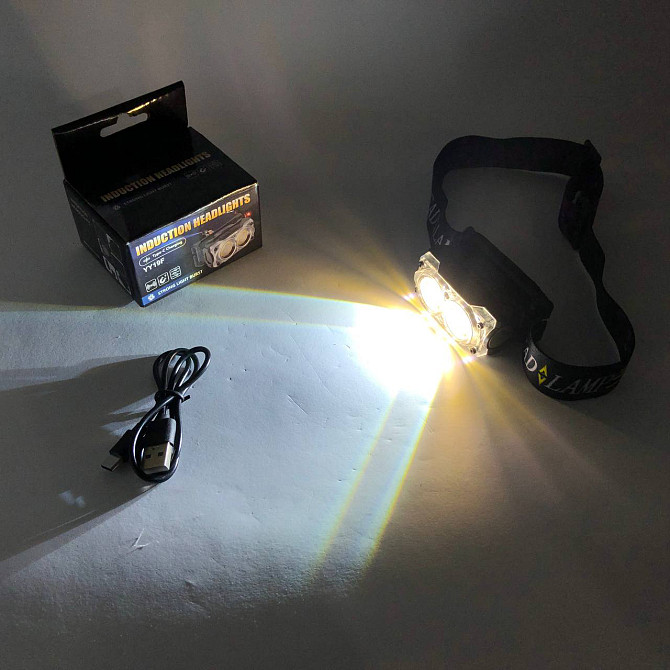Фонарь на голову диодный YY-19F-2XPE(white)+2COB(yellow), Мощный аккумуляторный фонарик на голову SN-82 Львов - изображение 8
