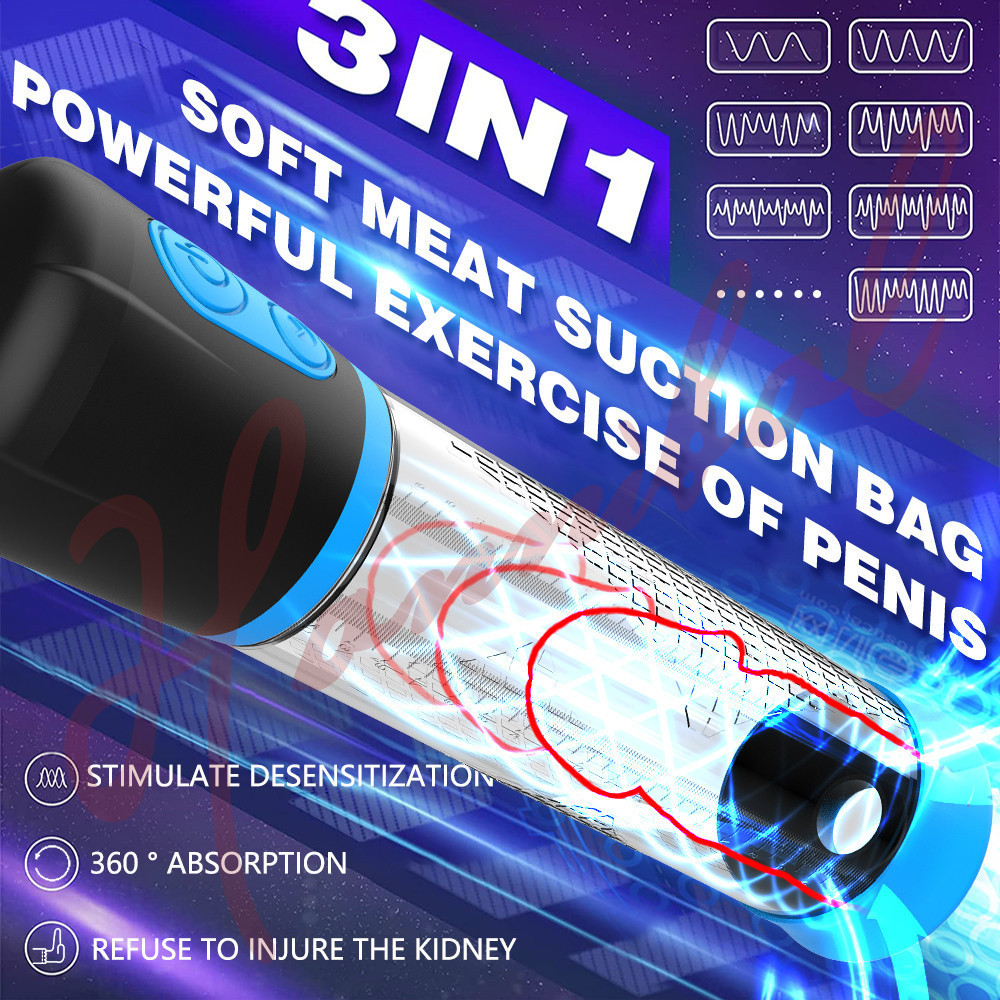 Автоматична вакуумна помпа Penis Pump підсилювач ерекції, тренажер. На батарейках (немає в комплекті). Sex Aura Київ - фото 9
