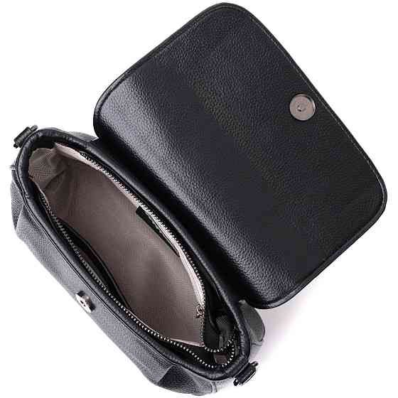 Красива жіноча сумка з натуральної шкіри Vintage 22330 Чорна Київ