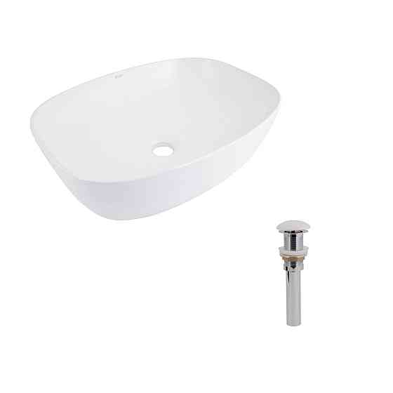 Комплект Qtap Cardinal: Раковина накладная 600x380x140 мм, White, овальная + Донный клапан Pop-up PU02 Киев