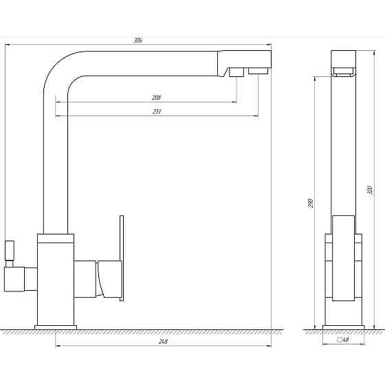 Смеситель для кухни под осмос Globus Lux LAZER GLLR-0100-8-STSTEEL (000014965) Киев