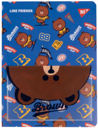 Папка на 20 файлів "Yes" Line Friends. Brown з кишенею, пластик, 492109, шт Київ