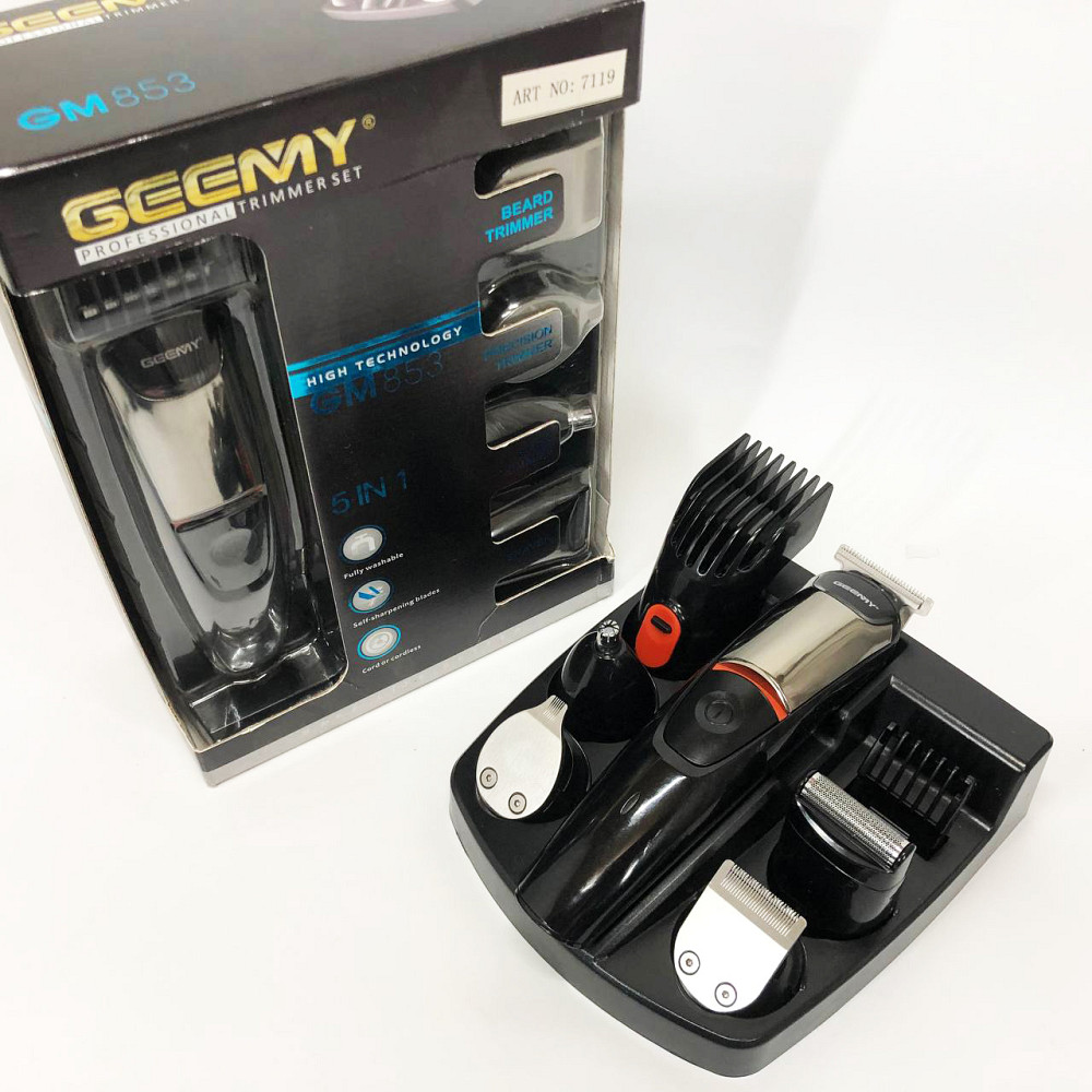 Надійна машинка для стрижки Geemy GM-853, Набір для видалення волосся із зарядним пристроєм FI-29 Львів - фото 16
